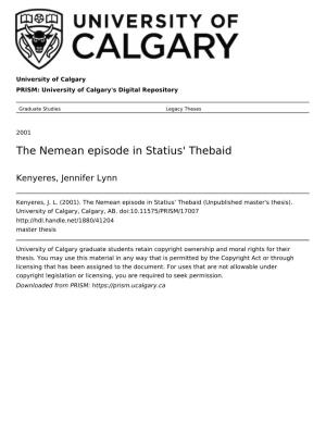 The Nemean Episode in Statius' Thebaid