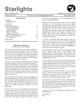 Starlights Fleets: 183, Boats: 8308 Originated 1911, Organized 1922 Volume 84, No.4 85 Years of a Great Sailing Organization July/August, 2007