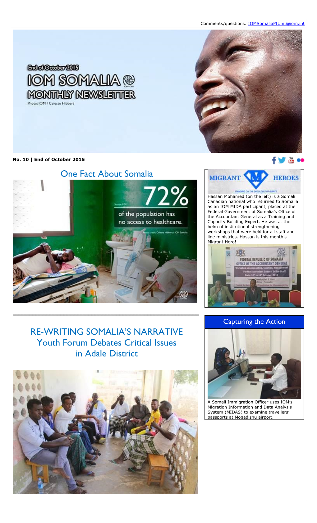 IOM Somalia Monthly Newsletter, End of October 2015