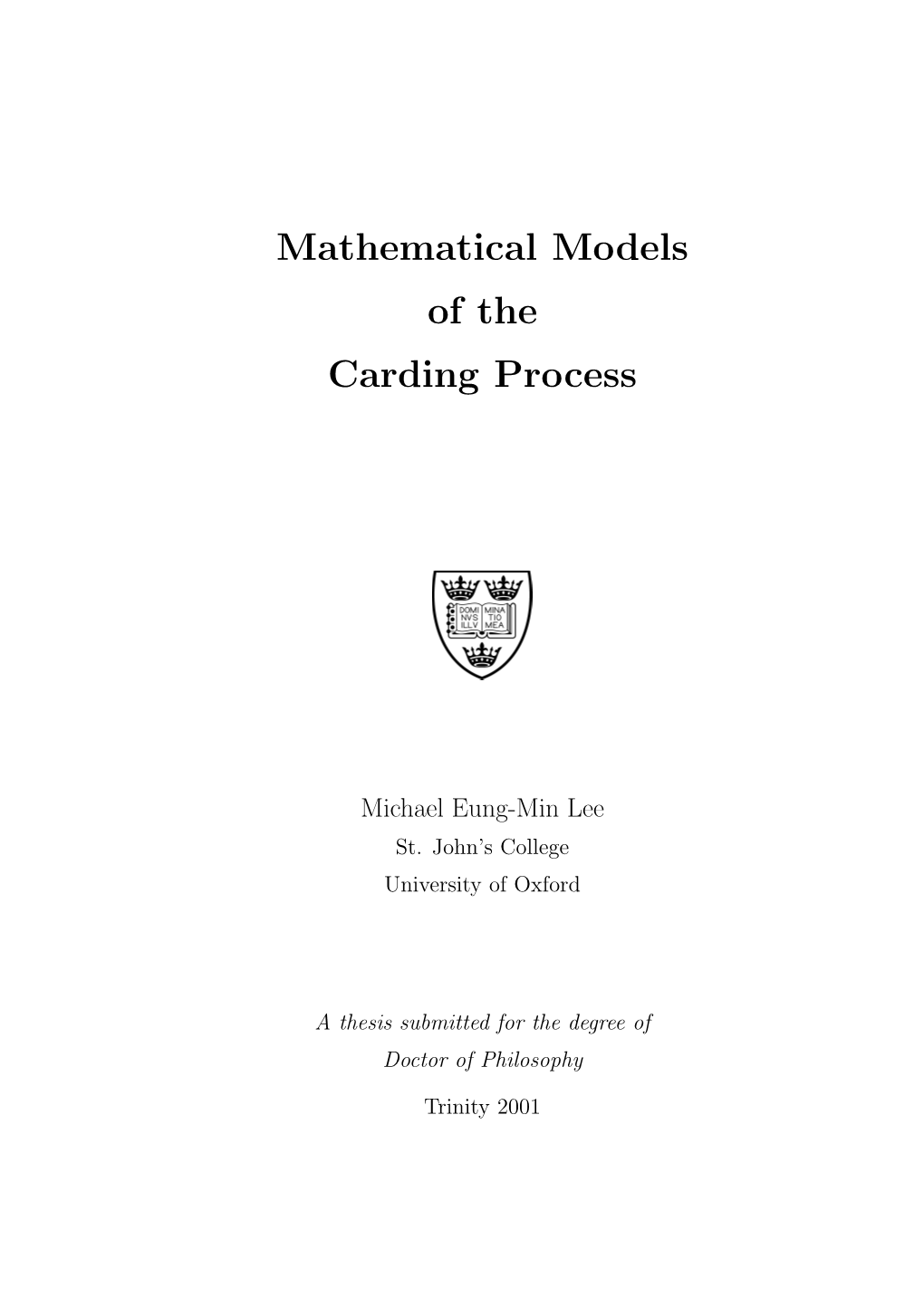 Mathematical Models of the Carding Process