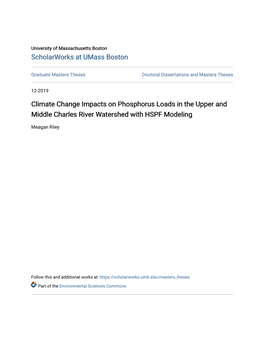 Climate Change Impacts on Phosphorus Loads in the Upper and Middle Charles River Watershed with HSPF Modeling