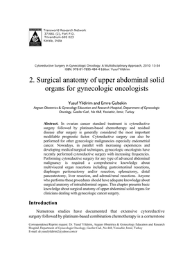 2. Surgical Anatomy of Upper Abdominal Solid Organs for Gynecologic Oncologists
