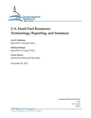 U.S. Fossil Fuel Resources: Terminology, Reporting, and Summary