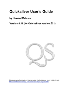 Quicksilver User's Guide