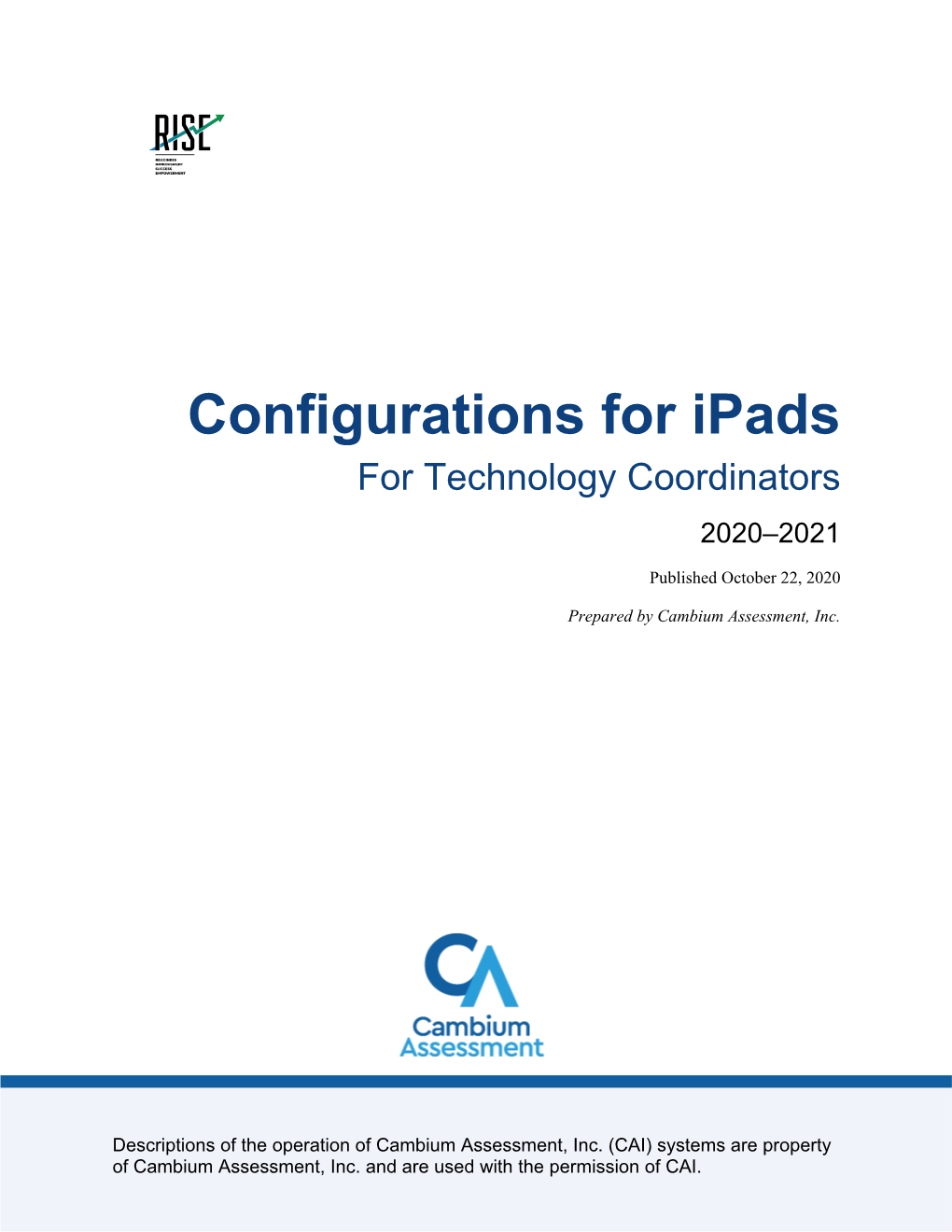 Configurations for Ipads for Technology Coordinators 2020–2021