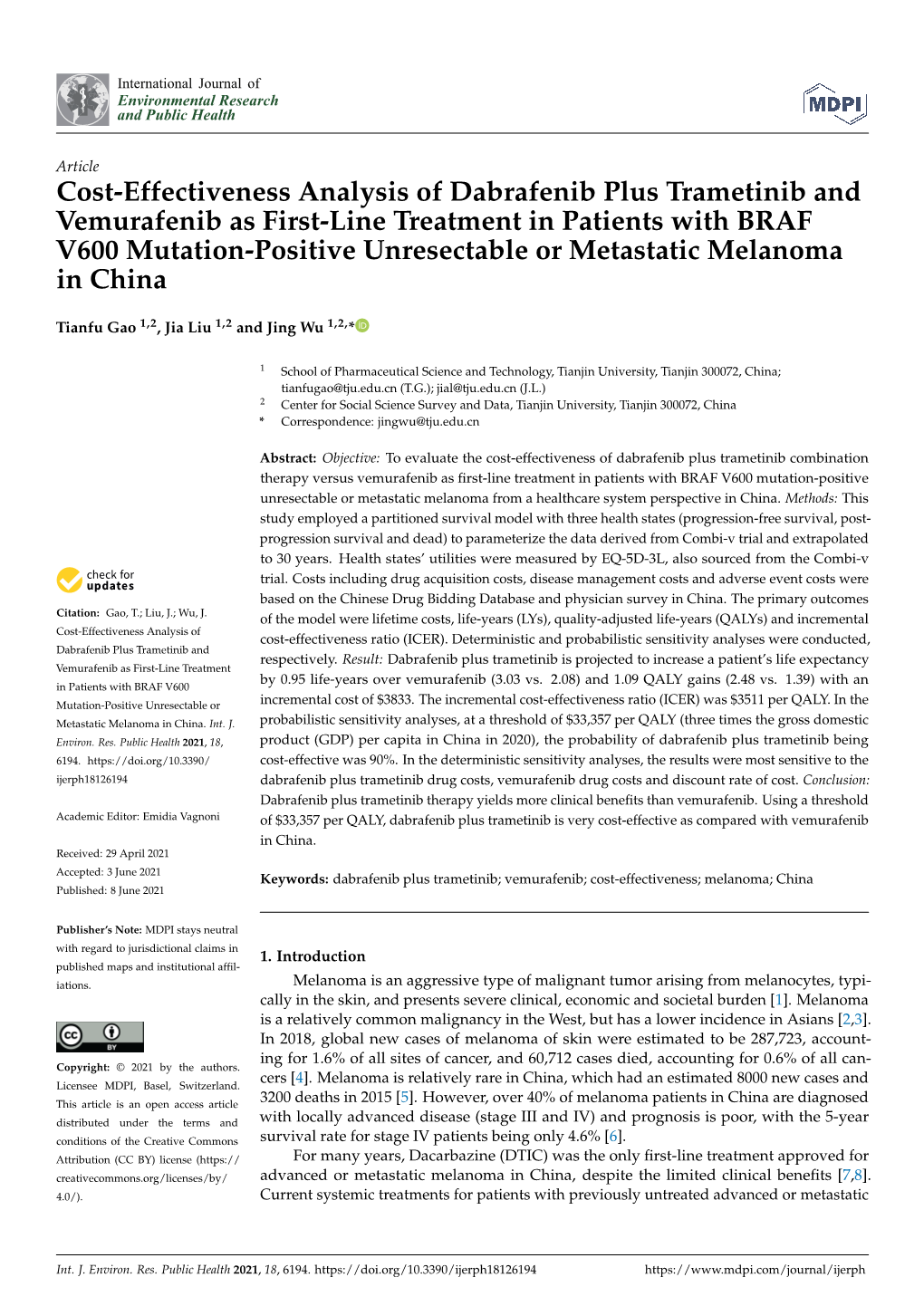 Cost-Effectiveness Analysis of Dabrafenib Plus Trametinib And