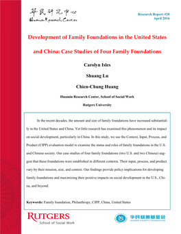 Development of Family Foundations in the United States and China