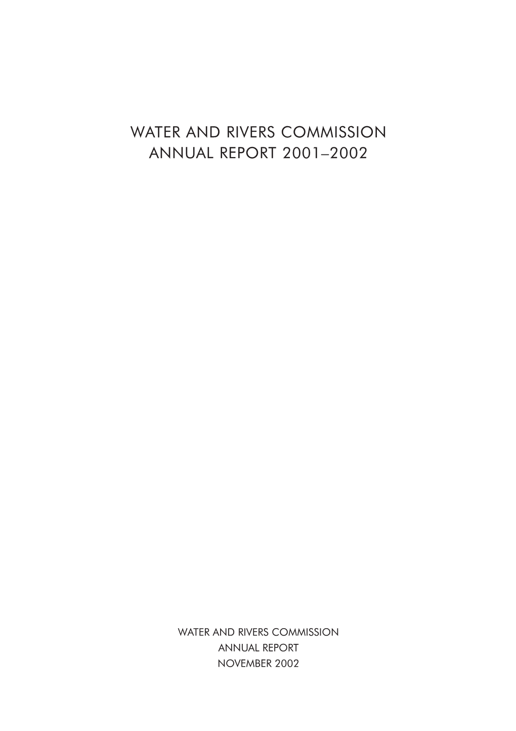 Water and Rivers Commission Annual Report 2001–2002