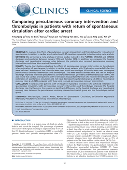 Comparing Percutaneous Coronary Intervention and Thrombolysis in Patients with Return of Spontaneous Circulation After Cardiac Arrest