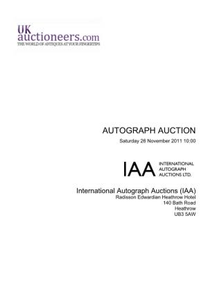 AUTOGRAPH AUCTION Saturday 26 November 2011 10:00