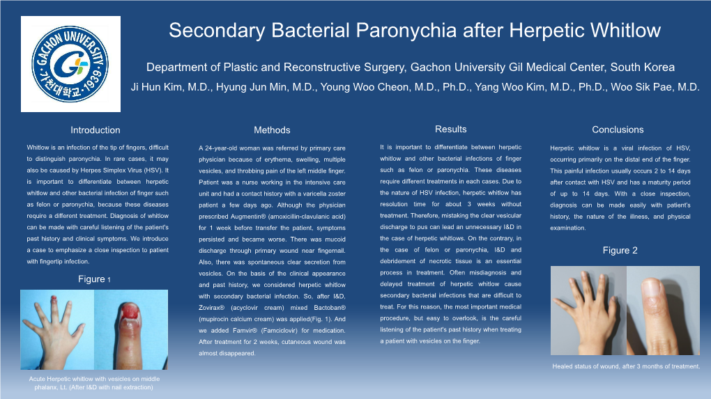 Secondary Bacterial Paronychia After Herpetic Whitlow