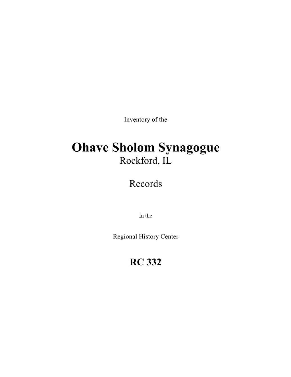 Ohave Sholom Synagogue Rockford, IL