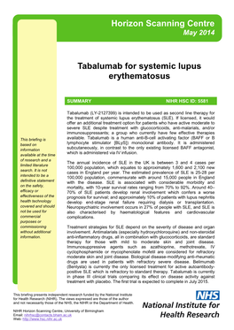 Tabalumab for Systemic Lupus Erythematosus