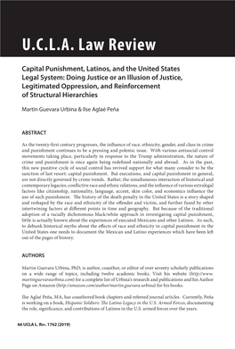 UCLA Law Review Capital Punishment, Latinos, and the United States Legal System