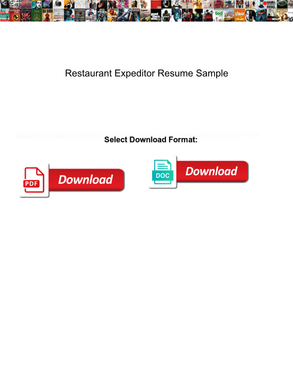 Restaurant Expeditor Resume Sample