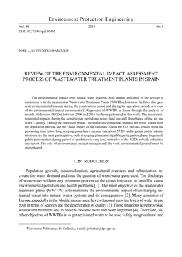 Environment Protection Engineering REVIEW of the ENVIRONMENTAL IMPACT ASSESSMENT PROCESS of WASTEWATER TREATMENT PLANTS in SPAIN