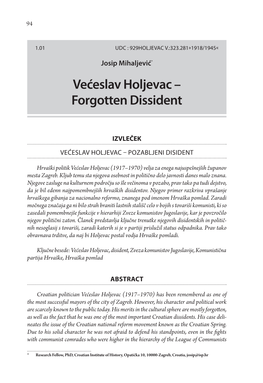 Većeslav Holjevac – Forgotten Dissident