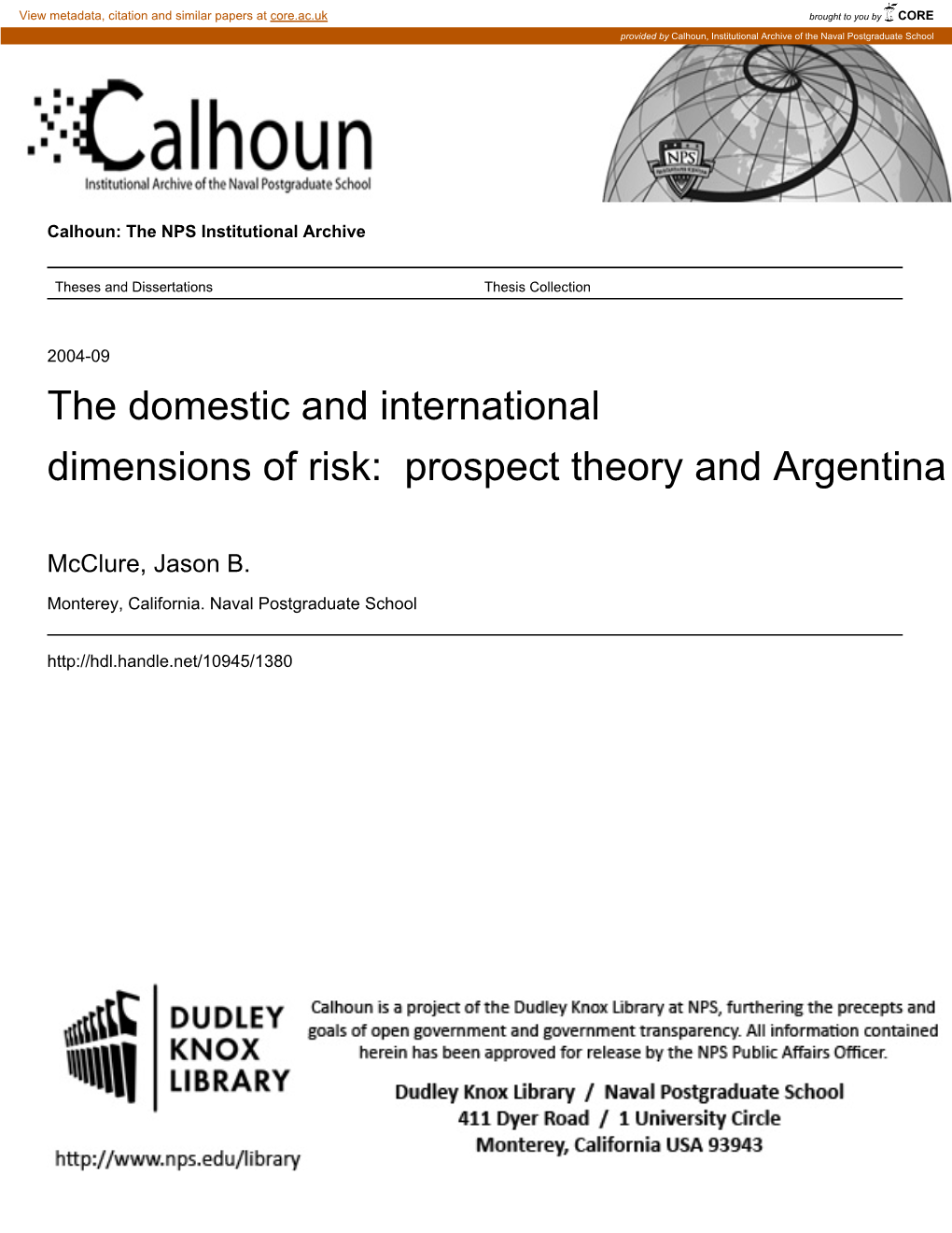 Prospect Theory and Argentina