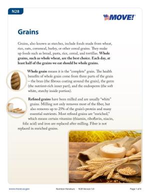 MOVE! Nutrition Handout N28: Grains