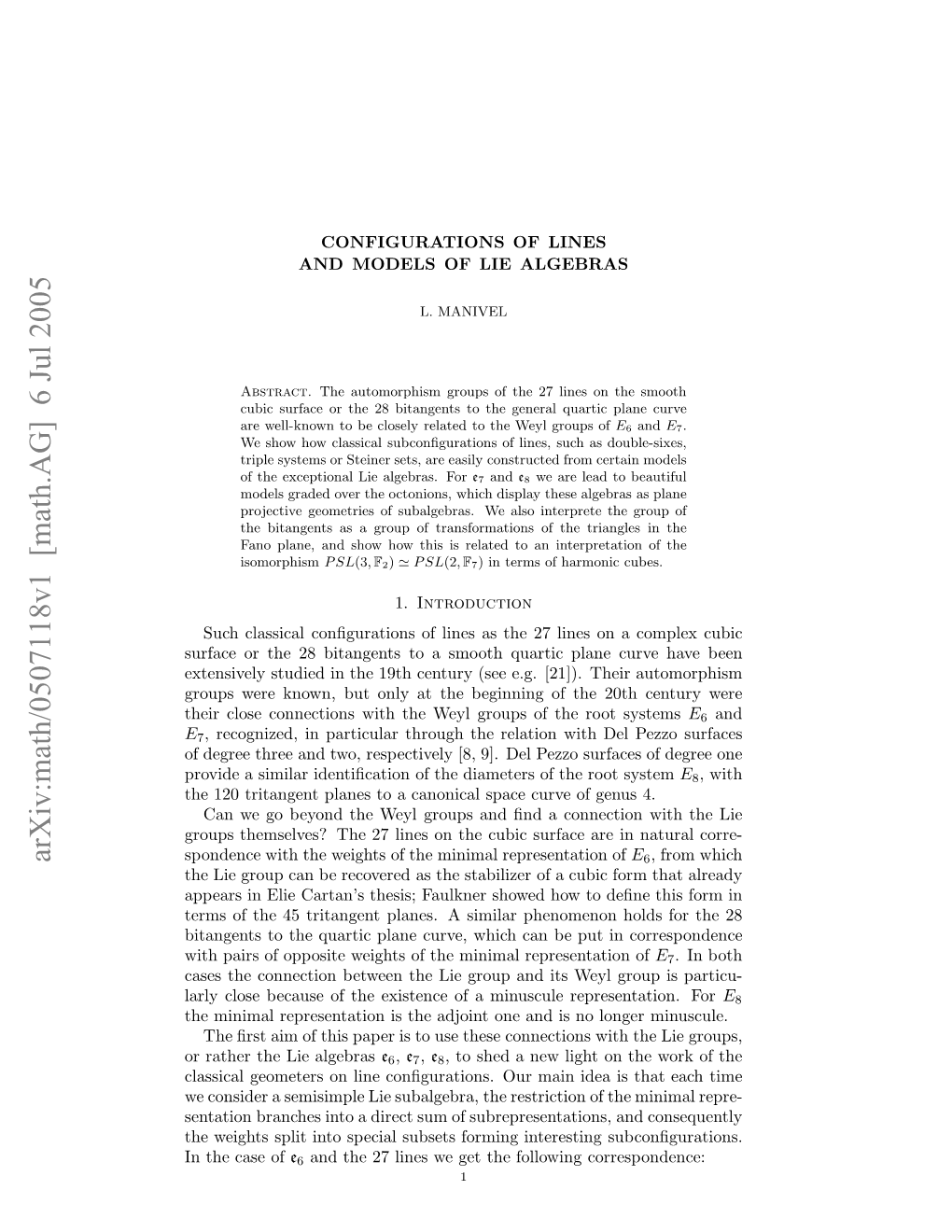 Arxiv:Math/0507118V1