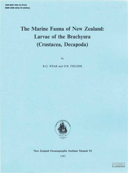 The Marine Fauna of New Zealand: Larvae of the Brachyura (Crustacea, Decapoda)