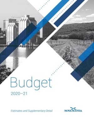 Estimates and Supplementary Detail: Budget 2020-21