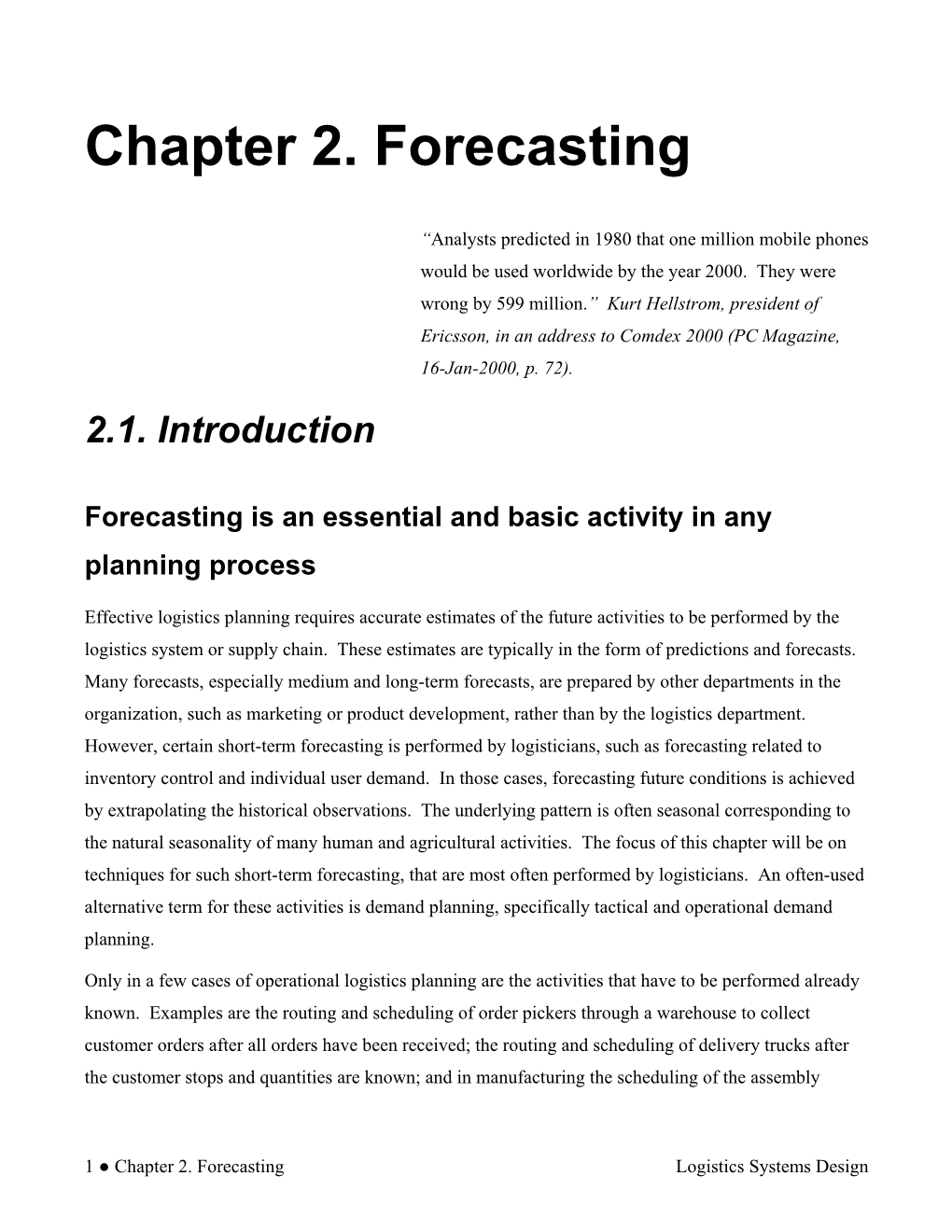 Chapter 2. Forecasting