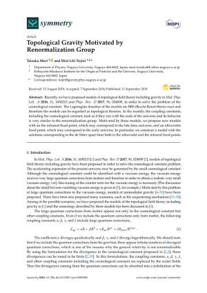 Topological Gravity Motivated by Renormalization Group
