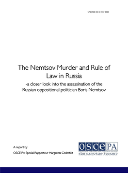 The Nemtsov Murder and Rule of Law in Russia -A Closer Look Into the Assassination of the Russian Oppositional Politician Boris Nemtsov