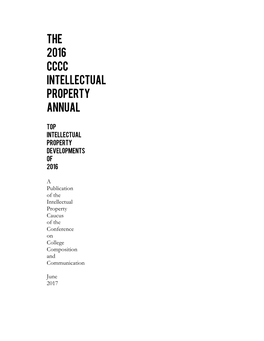The 2016 CCCC Intellectual Property Annual