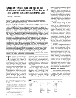 Effects of Fertilizer Type and Rate on the Quality and Nutrient Content Of