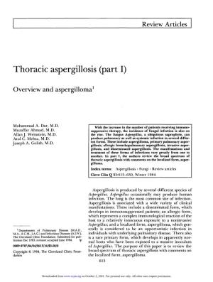 Thoracic Aspergillosis (Part I)