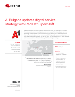 A1 Bulgaria Updates Digital Service Strategy with Red Hat Openshift