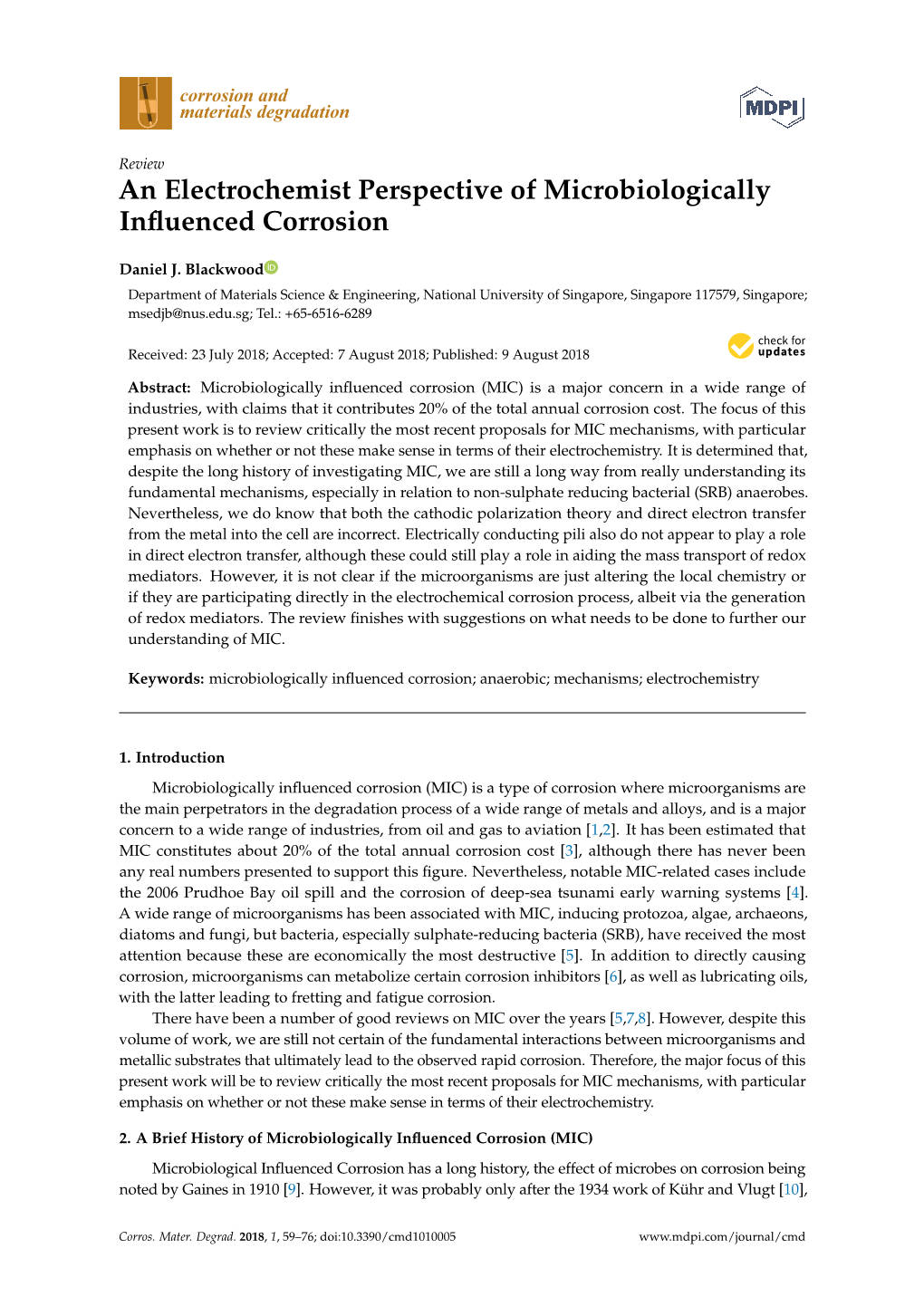 An Electrochemist Perspective of Microbiologically Influenced Corrosion