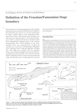 Definition of the Frasnian/Famennian Stage Boundary