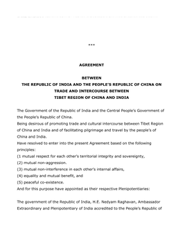 *** Agreement Between the Republic of India and The