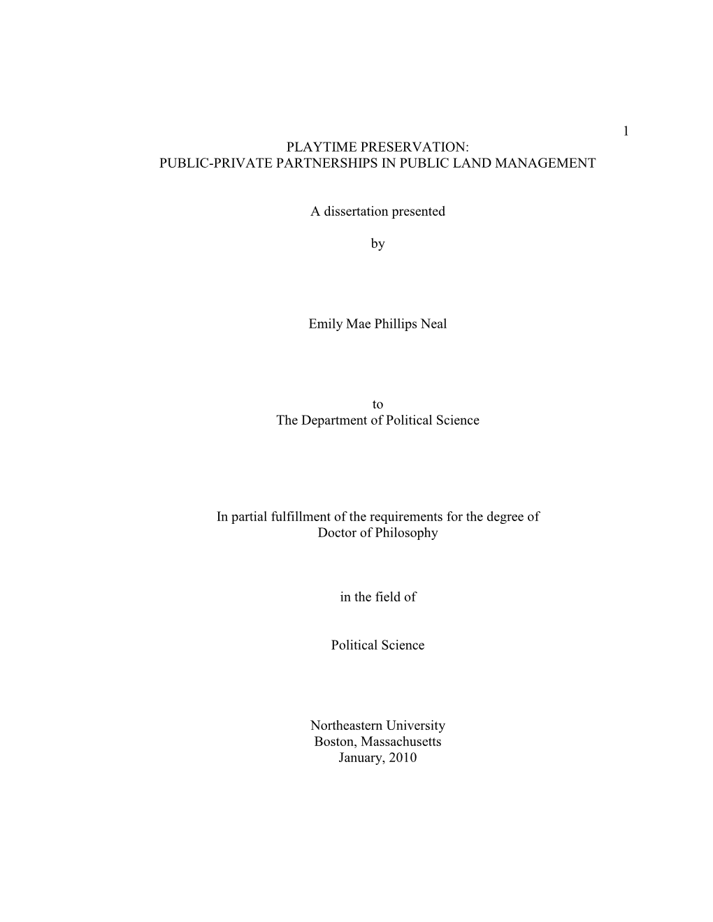 Public-Private Partnerships in Public Land Management