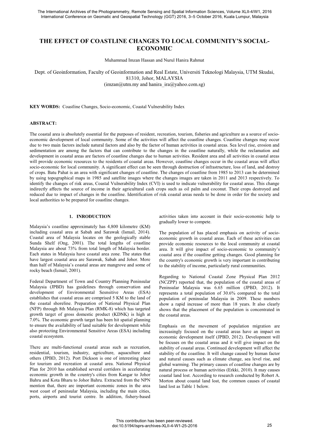 The Effect of Coastline Changes to Local Community’S Social- Economic