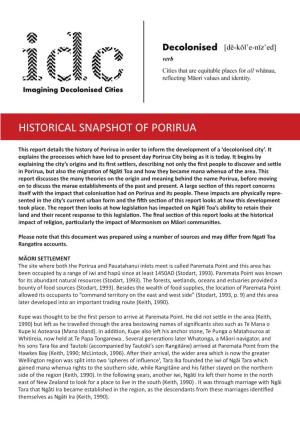 Historical Snapshot of Porirua