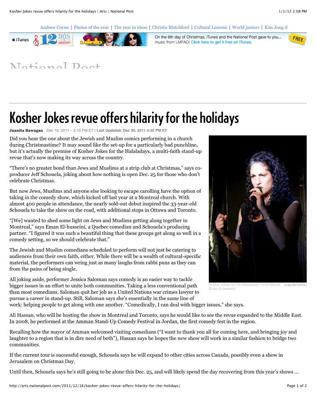 Kosher Jokes Revue Offers Hilarity for the Holidays | Arts | National Post 1/1/12 2:08 PM