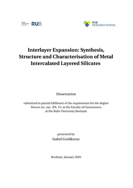 Interlayer Expansion : Synthesis, Structure and Characterisation of Metal Intercalated Layered Silicates