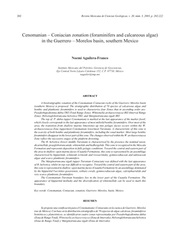 Cenomanian – Coniacian Zonation (Foraminifers and Calcareous Algae) in the Guerrero – Morelos Basin, Southern Mexico