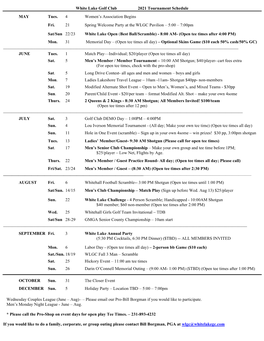 Tournament Schedule