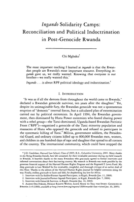 Reconciliation and Political Indoctrination in Post-Genocide Rwanda