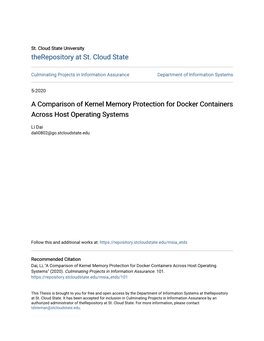 A Comparison of Kernel Memory Protection for Docker Containers Across Host Operating Systems