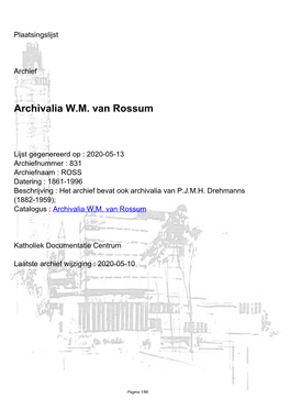 Archivalia W.M. Van Rossum