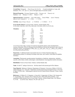 Adranosite-(Fe) (NH4)4Nafe2(SO4)4Cl(OH)2