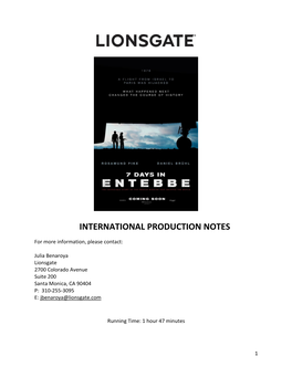 International Production Notes