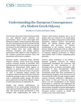 Understanding the European Consequences of a Modern Greek Odyssey