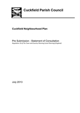 Cuckfield Neighbourhood Plan Pre Submission